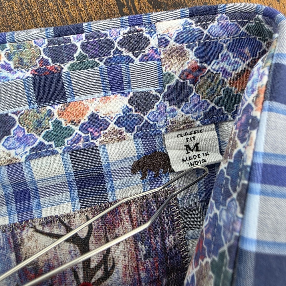 Robert Graham Long Sleeve Button Up Classic Fit Blue Plaid Bears Chairs‎ Mens M - Picture 4 of 8